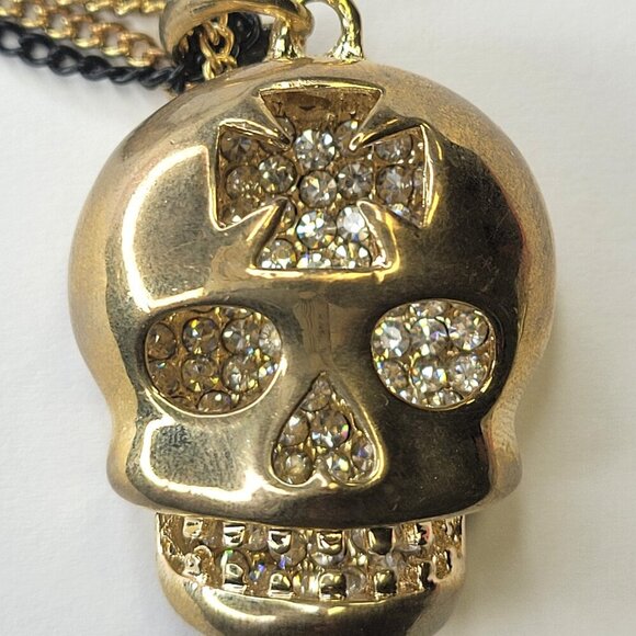 Gold Skull Pendant Necklace - Picture 2 of 13